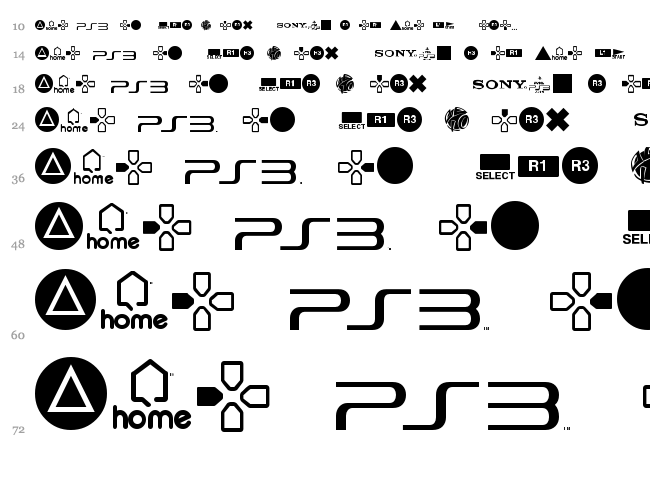 Iconic PSx font waterfall